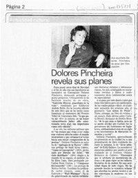 Dolores Pincheira revela sus planes  [artículo].