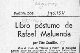 Libro póstumo de Rafael Maluenda  [artículo] Tito Castillo.