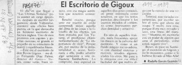 El escritorio de Gigoux  [artículo] Rodolfo Garcés Guzmán.
