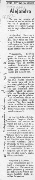 Alejandra  [artículo] José Astudillo Gómez.
