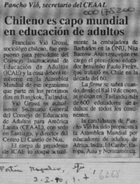 Chileno es capo mundial en educación de adultos  [artículo].