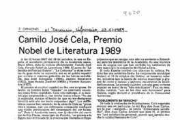 Camilo José Cela, Premio Nobel de Literatura 1989  [artículo].