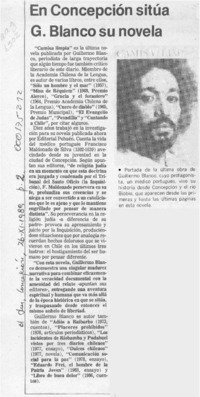 En Concepción sitúa G. Blanco su novela  [artículo].