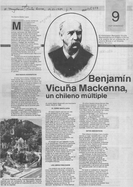 Benjamín Vicuña Mackenna, un chileno múltiple