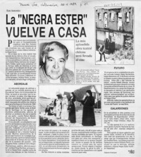 La "Negra Ester" vuelve a casa  [artículo] Eduardo Rodríguez.