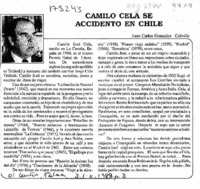 Camilo Cela se accidentó en Chile  [artículo] Juan Carlos González Colville.