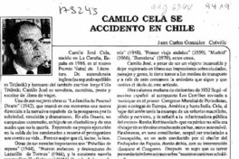 Camilo Cela se accidentó en Chile  [artículo] Juan Carlos González Colville.