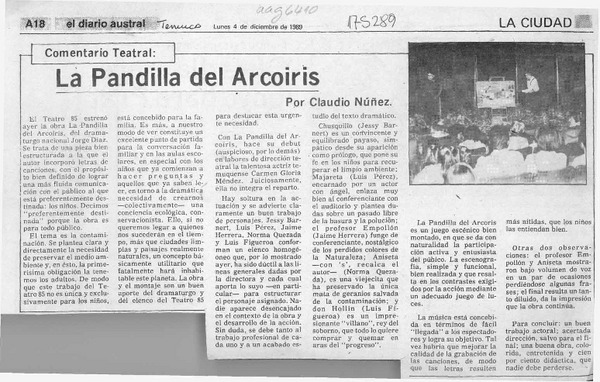 La pandilla del arcoiris  [artículo] Claudio Núñez.