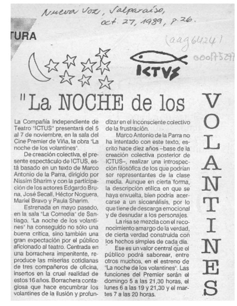 "La Noche de los volantines"  [artículo].
