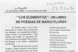"Los elementos", un libro de poesías de Mario Flores  [artículo] Mario Morales Burgos.