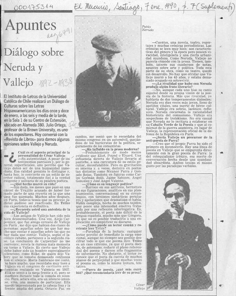 Diálogo sobre Neruda y Vallejo  [artículo].