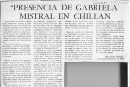 "Presencia de Gabriela Mistral en Chillán"  [artículo] José Arraño Acevedo.