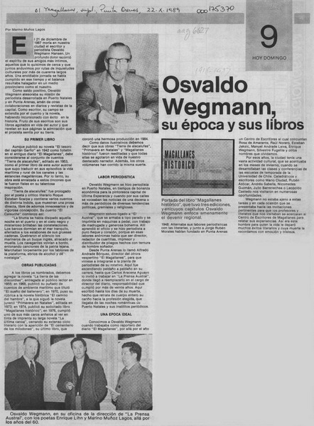 Osvaldo Wegmann, su época y sus libros