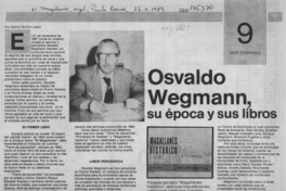 Osvaldo Wegmann, su época y sus libros