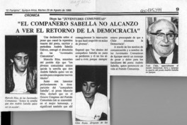 "El Compañero Sabella no alcanzó a ver el retorno de la democracia"  [artículo].