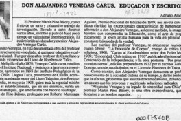 Don Alejandro Venegas Carus, educador y escritor  [artículo] Adriano Améstica.