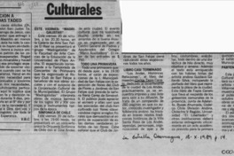 Culturales  [artículo].