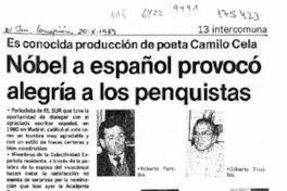 Nobel a español provocó alegría a los penquistas  [artículo].