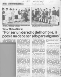 Víctor Molina Neira, "Por ser un derecho del hombre, la poesía no debe ser sólo para algunos"  [artículo].