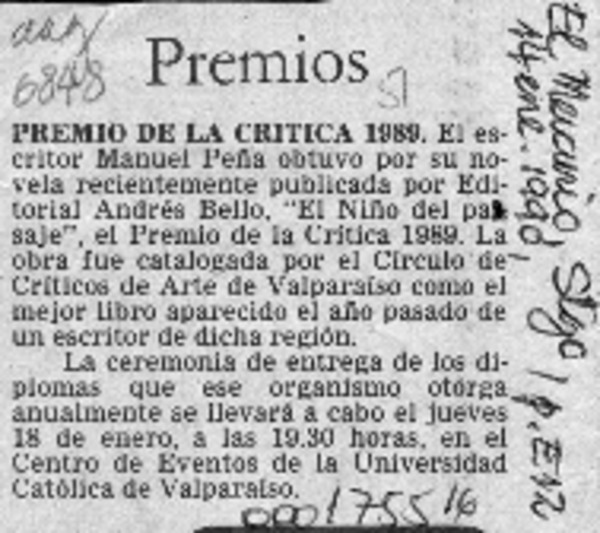 Premio de la Crítica 1989  [artículo].