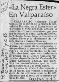 "La Negra Ester" en Valparaíso  [artículo] Hernán Cisternas.
