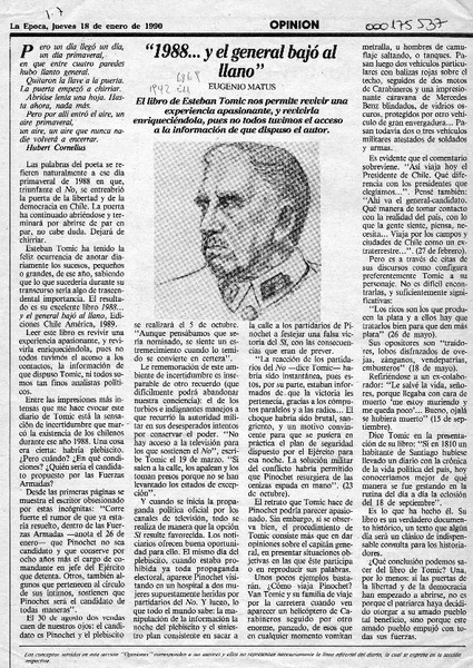 "1988 -- y el general bajó al llano"  [artículo] Eugenio Matus.
