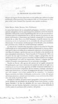 El profesor Yolando Pino  [artículo] Eugenio Pereira Salas.