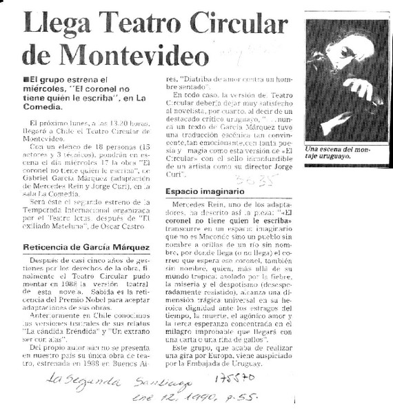 Llega Teatro Circular de Montevideo  [artículo].