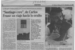 "Santiago cero", de Carlos Franz, un viaje hacia lo oculto  [artículo] Maura Brescia.