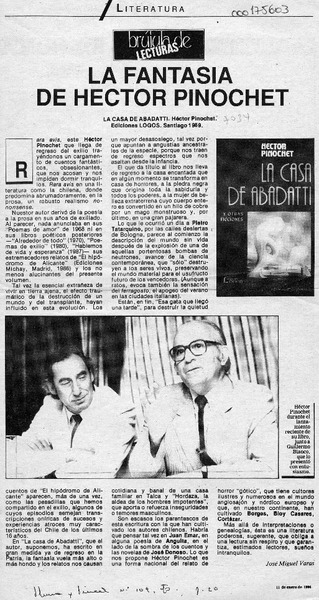 La fantasía de Héctor Pinochet  [artículo] José Miguel Varas.