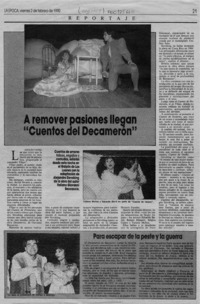 A remover pasiones llegan "Cuentos del Decamerón"  [artículo] Adolfo Yáñez.
