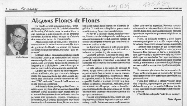 Algunas flores de Flores  [artículo] Pedro Lizana.