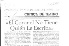 "El Coronel no tiene quien le escriba"  [artículo] Carola Oyarzún L.