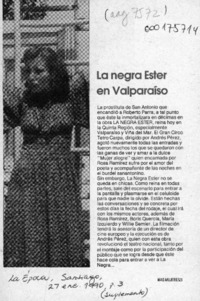 La Negra Ester en Valparaíso  [artículo].