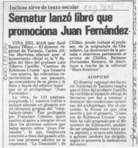 Sernatur lanzó libro que promociona Juan Fernández  [artículo] Raúl Santiz Téllez.