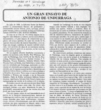 Un gran ensayo de Antonio de Undurraga  [artículo] Eduardo Baquedano Acuña.