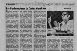 Las confirmaciones de Carlos Altamirano  [artículo] Eduardo von Klausen.