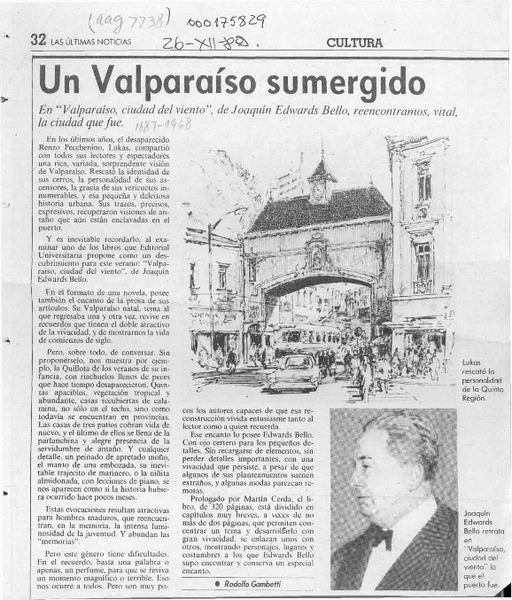 Un Valparaíso sumergido  [artículo] Rodolfo Gambetti.
