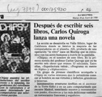 Después de escribir seis libros, Carlos Quiroga lanza una novela  [artículo].