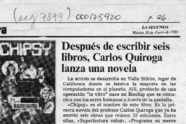 Después de escribir seis libros, Carlos Quiroga lanza una novela  [artículo].