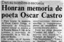 Honran memoria de poeta Oscar Castro