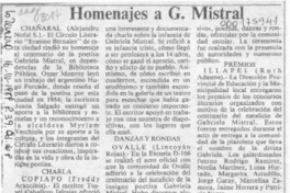 Homenajes a G. Mistral  [artículo] Alejandro Nofal S.