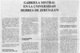 Gabriela Mistral en la Universidad Hebrea de Jerusalén