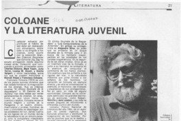 Coloane y la literatura juvenil  [artículo] Ramón Díaz Eterovic.
