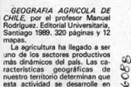Geografía agrícola de Chile  [artículo].
