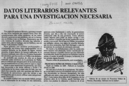 Datos literarios relevantes para una investigación necesaria  [artículo] Carlos René Ibacache.