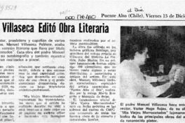Manuel Villaseca editó obra literaria  [artículo].
