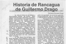 Historia de Rancagua, de Guillermo Drago  [artículo] Gonzalo Drago.
