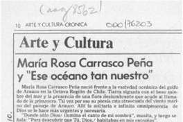 María Rosa Carrasco Peña y "Ese océano tan nuestro"  [artículo] Pedro Mardones Barrientos.