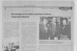 Homenaje a la ilustre poetisa chilena Gabriela Mistral